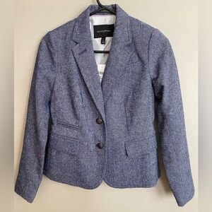 NWT Banana Republic Academy Tweed Blazer Wool Blend Blue Size 0 Petite